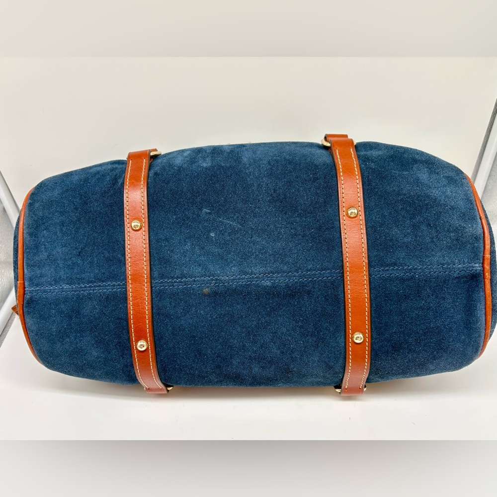 Dooney Bourke RARE Blue Suede Nubuck Satchel in Large - Picture 4 of 9